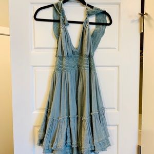 Free People short blue frill dress - S